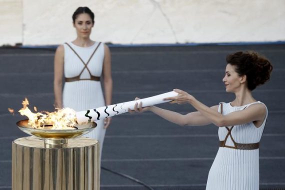 Athens Olympic flame handover ceremony